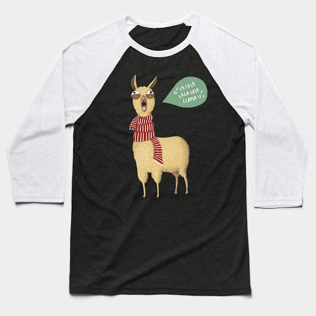 Holiday Llama Baseball T-Shirt by agrapedesign